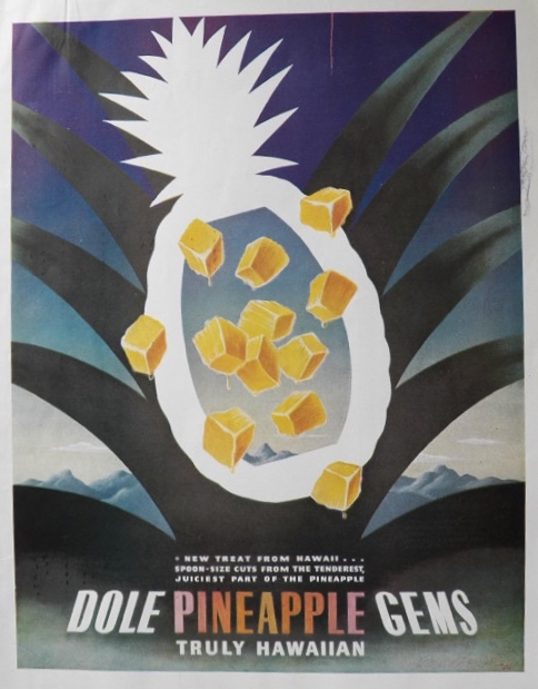 1938 Dole Pineapple Gems Ad ~ A.M. Cassandre Art